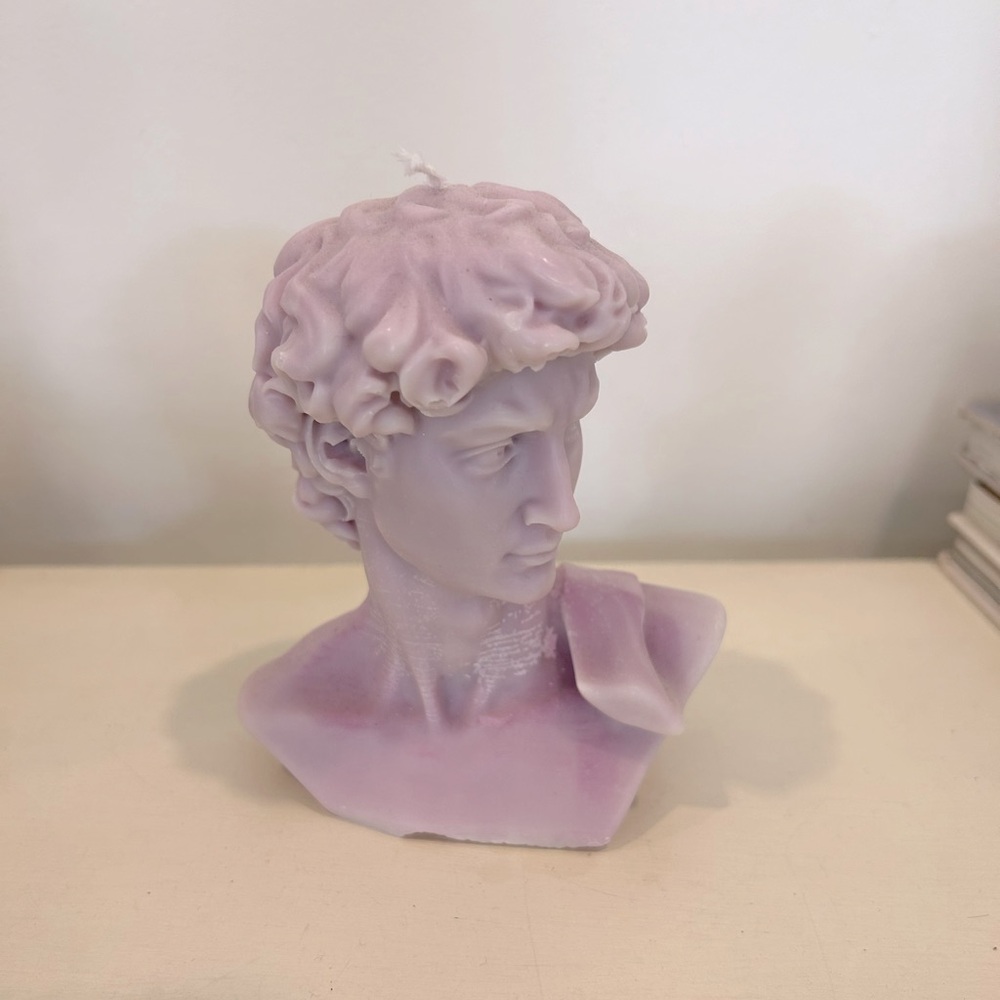 Statue of David head large purple candle new